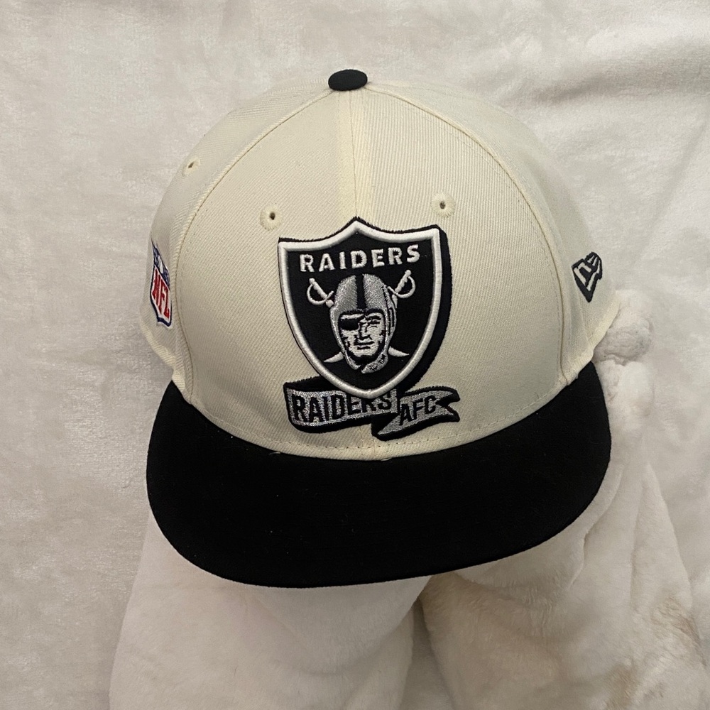 RAIDERS AFC Cream and Black Cap. Size 7 3/4. New Unused.